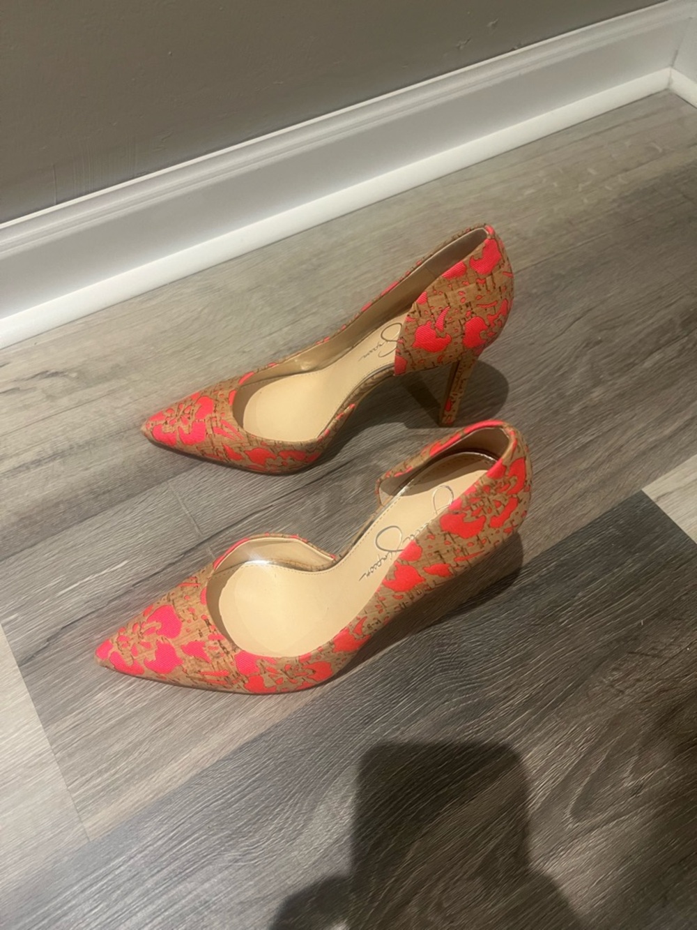 Jessica Simpson Coral Floral Pointed Toe Heels